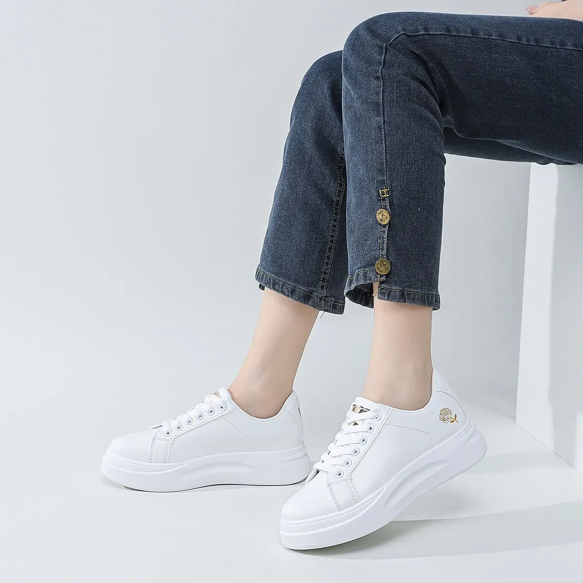 Baskets Plateforme Décontractées à Lacets pour Femmes