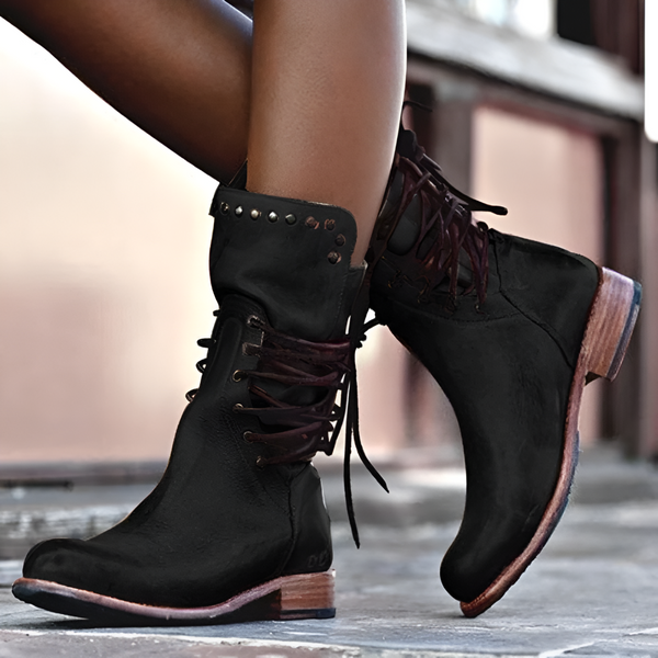 Bottes Montantes Confortables pour Femmes avec Lacets | Idéales Automne Hiver