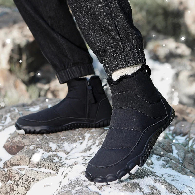 Bottines d'Hiver Chaudes Unisexes – Confort Pieds Nus et Imperméables