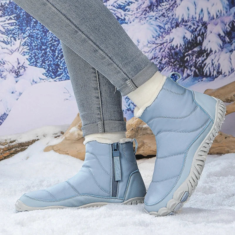 Bottines d'Hiver Chaudes Unisexes – Confort Pieds Nus et Imperméables