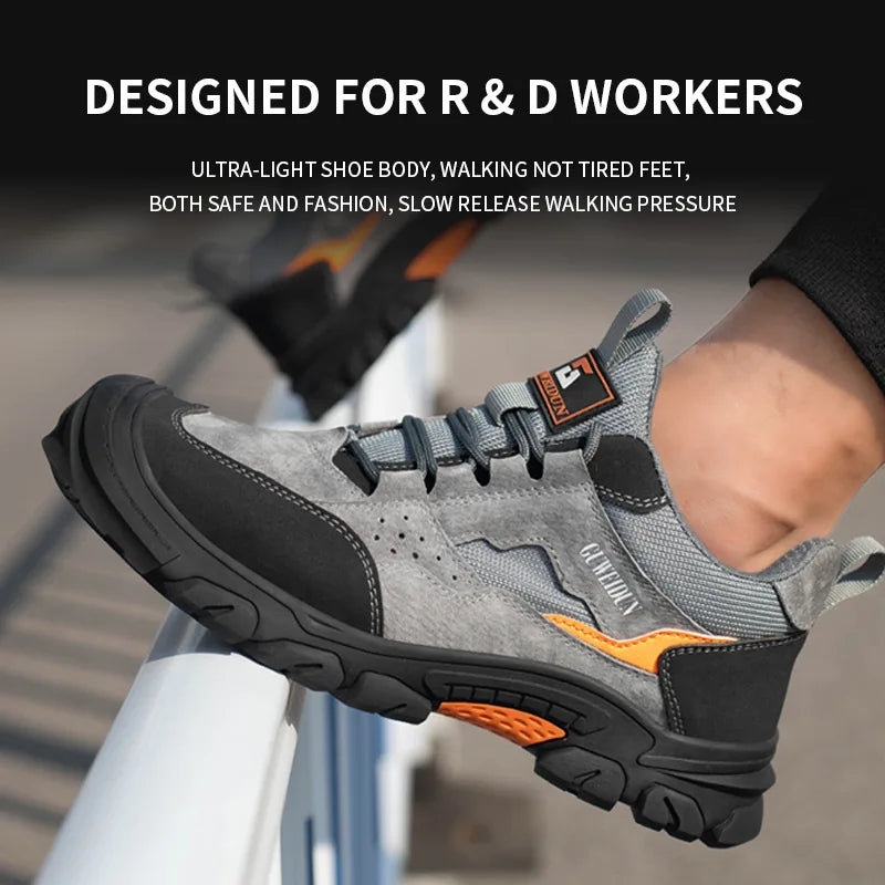 Chaussures de Sécurité Mixtes en Cuir PU Respirant