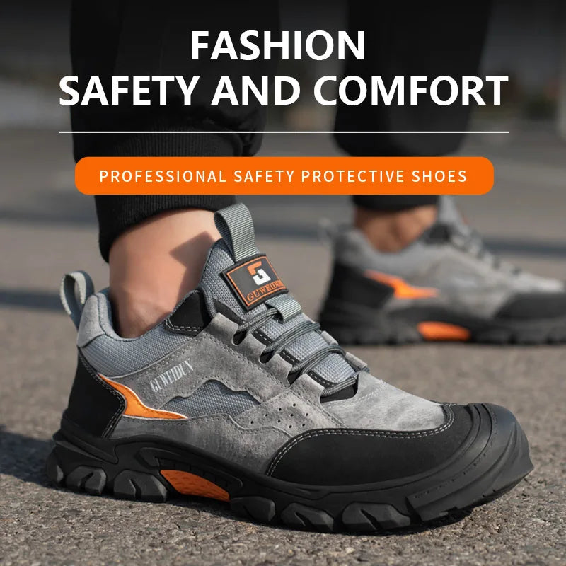 Chaussures de Sécurité Mixtes en Cuir PU Respirant