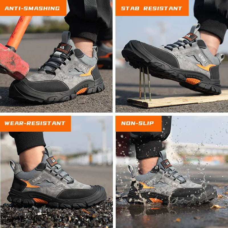 Chaussures de Sécurité Mixtes en Cuir PU Respirant