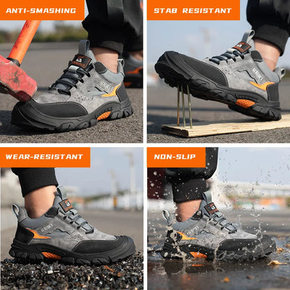 Chaussures de Sécurité Mixtes en Cuir PU Respirant
