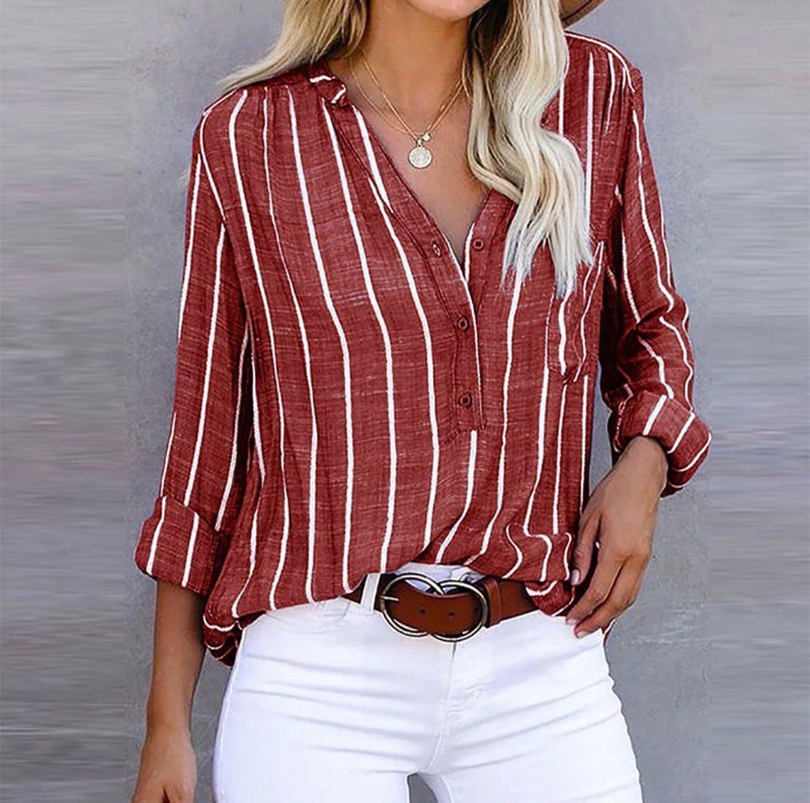 Chemise Femme Rayée Ample et Polyvalente – Confort Élégant au Quotidien