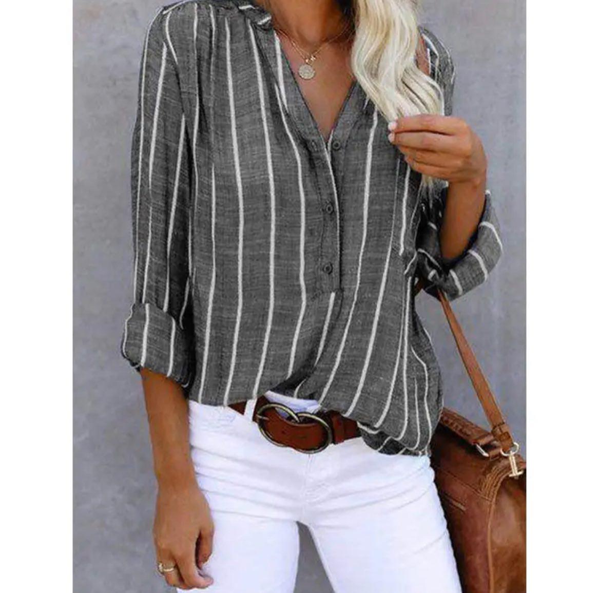 Chemise Femme Rayée Ample et Polyvalente – Confort Élégant au Quotidien
