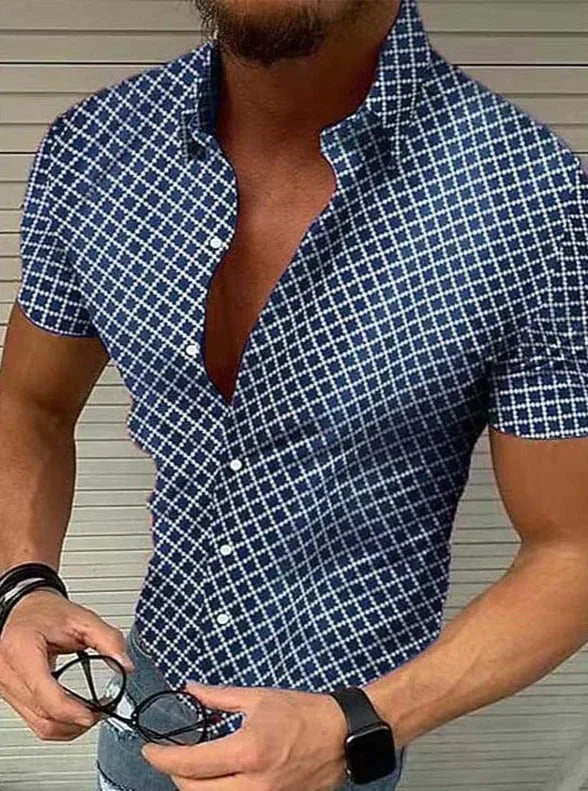 Chemise Plaid à Manches Courtes pour Hommes - Style Décontracté