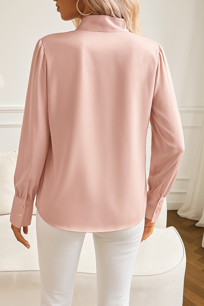 Chemisier Élégant Femme Col Nœud Manches Longues