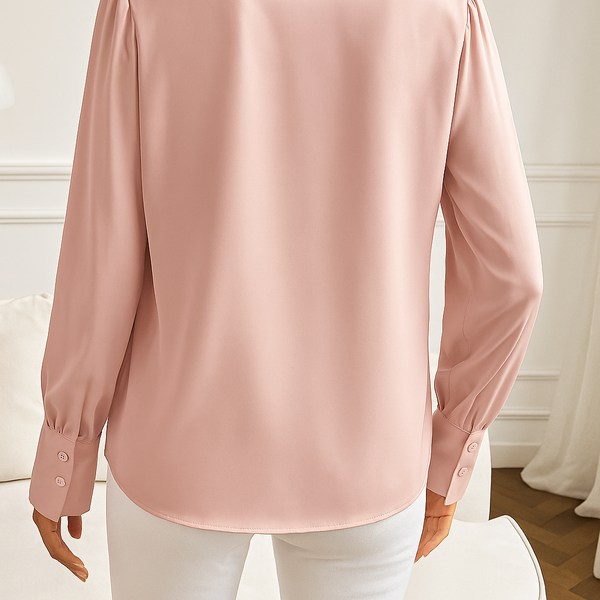 Chemisier Élégant Femme Col Nœud Manches Longues
