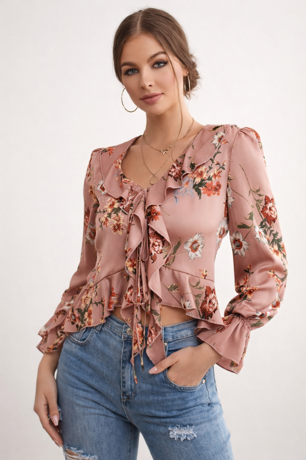 Chemisier Floral à Volants pour Femmes - Élégance & Confort