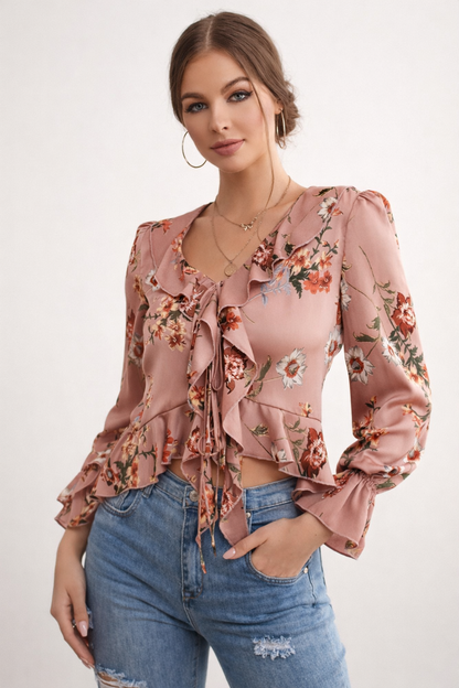 Chemisier Floral à Volants pour Femmes - Élégance & Confort