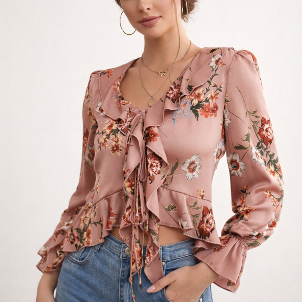 Chemisier Floral à Volants pour Femmes - Élégance & Confort