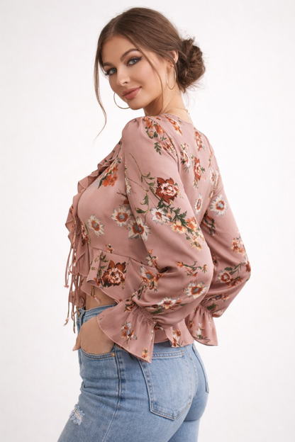 Chemisier Floral à Volants pour Femmes - Élégance & Confort