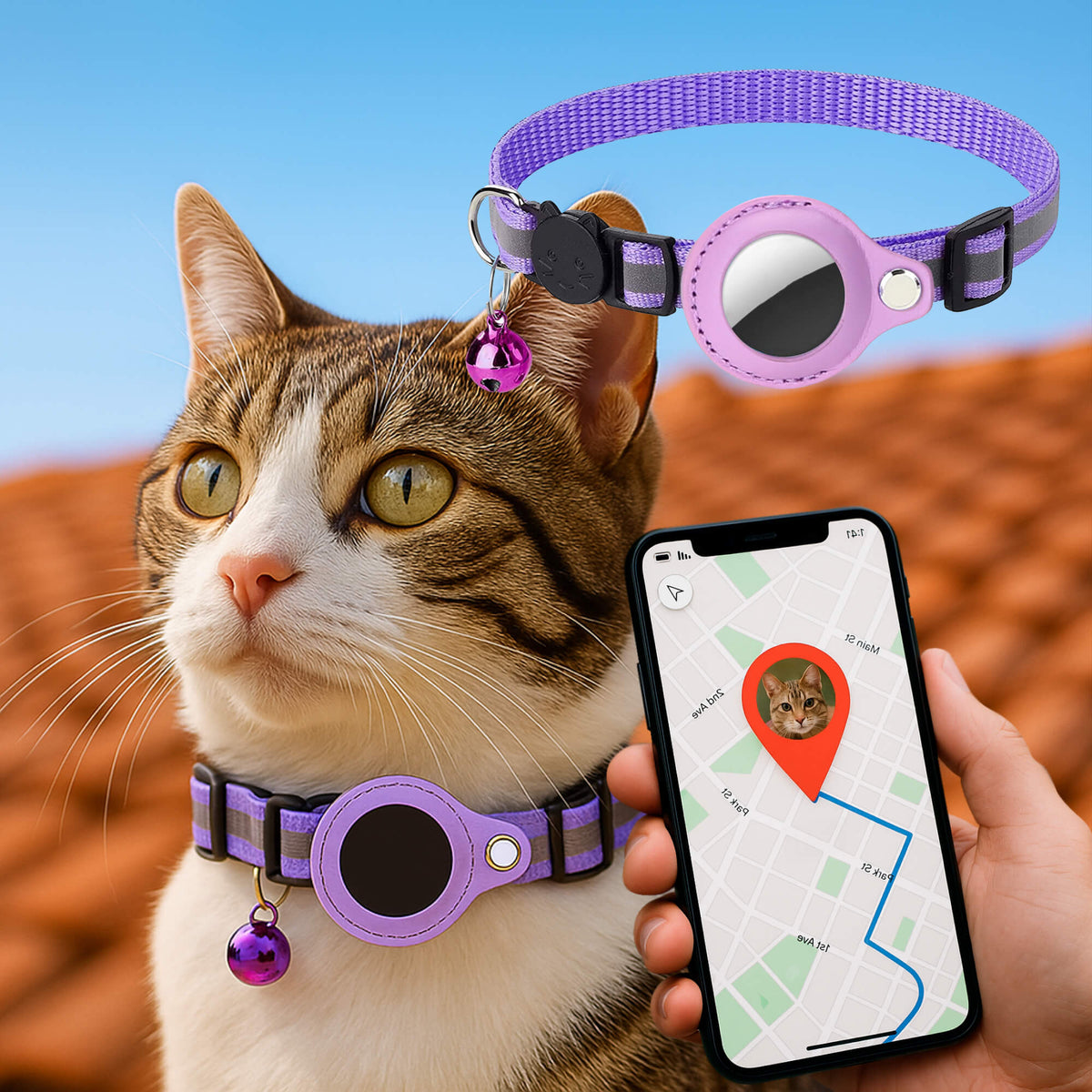 Collier GPS pour chats - Sécurité Réfléchissante et Confort