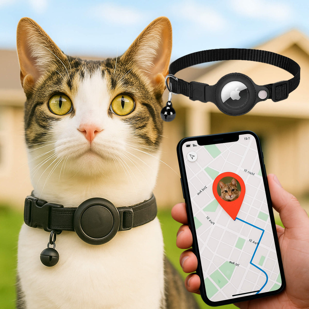 Collier GPS pour chats - Sécurité Réfléchissante et Confort
