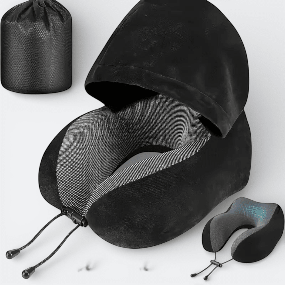 Coussin de Voyage avec Capuche Gris Pierre - | AïtaVia