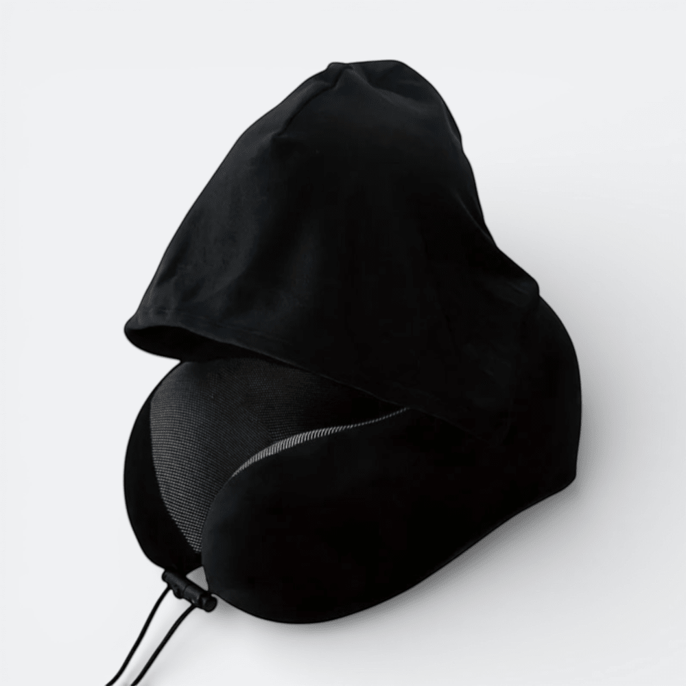 Coussin de Voyage avec Capuche Noir Charbon - | AïtaVia