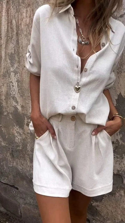 Ensemble Femme Décontracté Chemise & Short Chic – Tenue Été Légère
