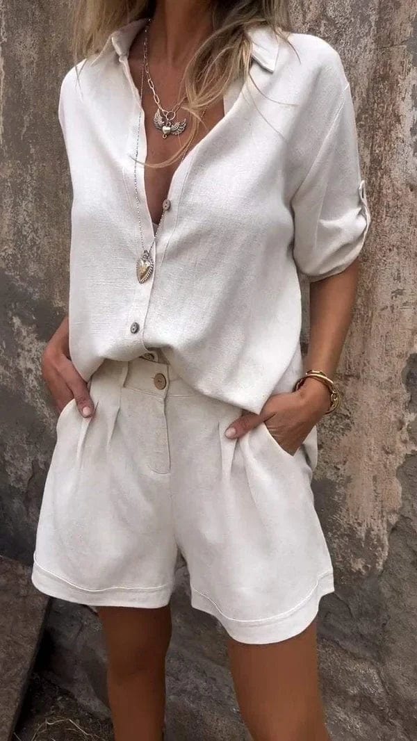 Ensemble Femme Décontracté Chemise & Short Chic – Tenue Été Légère