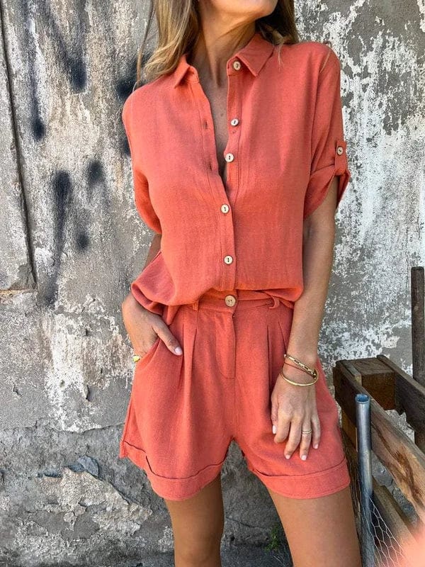 Ensemble Femme Décontracté Chemise & Short Chic – Tenue Été Légère
