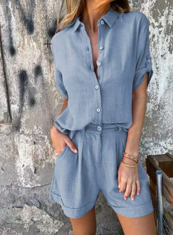 Ensemble Femme Décontracté Chemise & Short Chic – Tenue Été Légère
