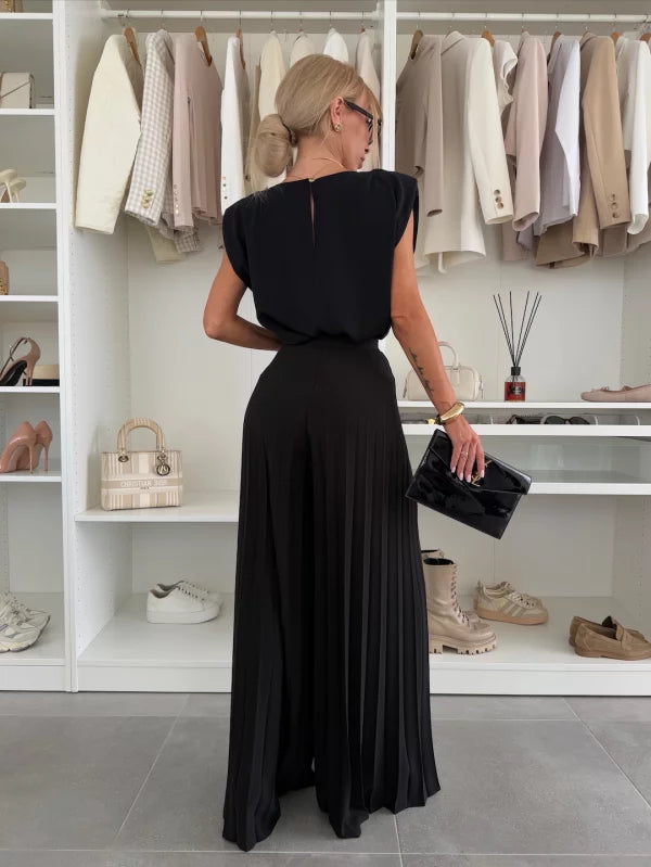Ensemble Plissé Élégant Femme 2 Pièces – Confort Tendance & Polyvalent