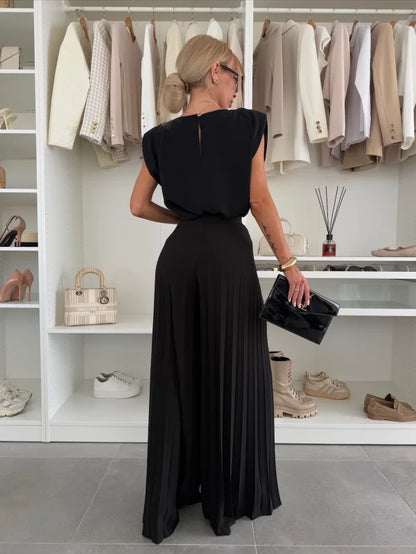 Ensemble Plissé Élégant Femme 2 Pièces – Confort Tendance & Polyvalent