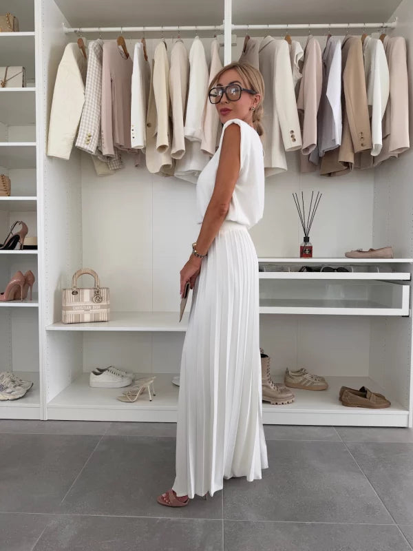 Ensemble Plissé Élégant Femme 2 Pièces – Confort Tendance & Polyvalent