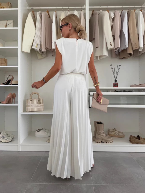 Ensemble Plissé Élégant Femme 2 Pièces – Confort Tendance & Polyvalent