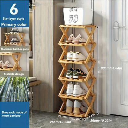 Meuble à chaussures en bambou pliable, étagère à plusieurs niveaux