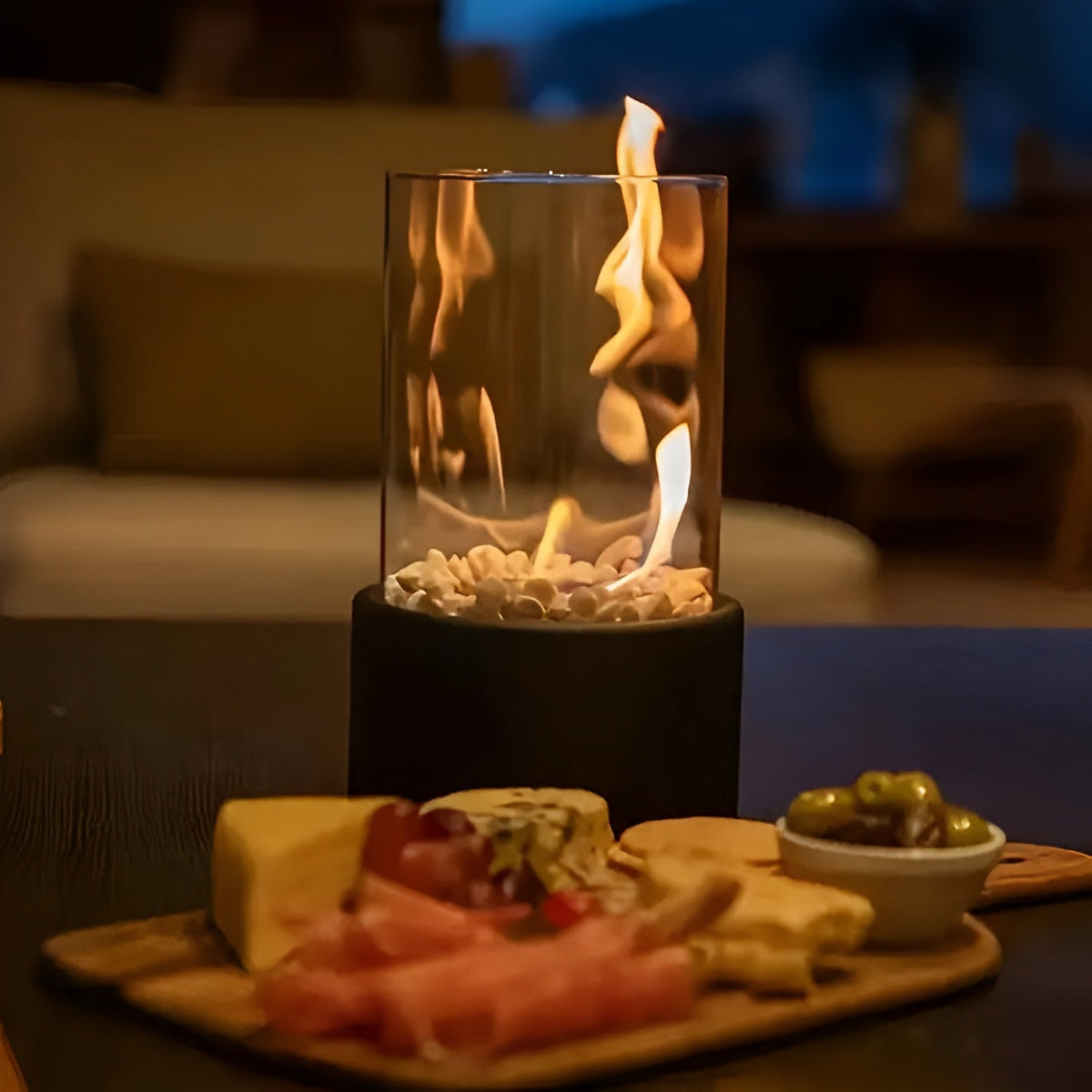 Foyer de Table SleekFlame – Ambiance Moderne et Chaleureuse