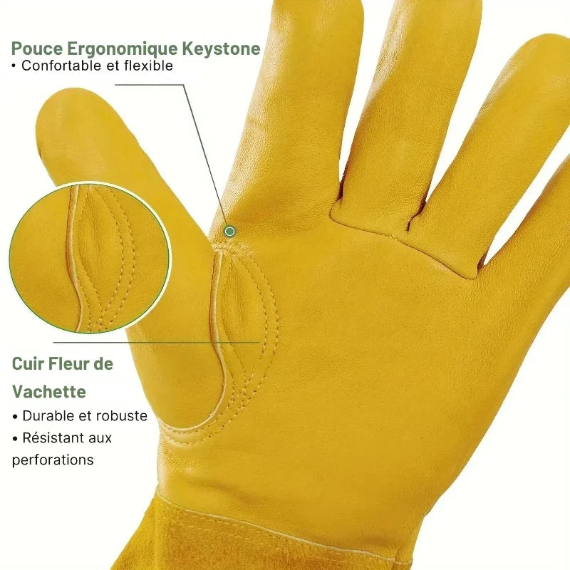 Gants de Jardinage Unisexes en Cuir Anti-Épines – Confort et Protection