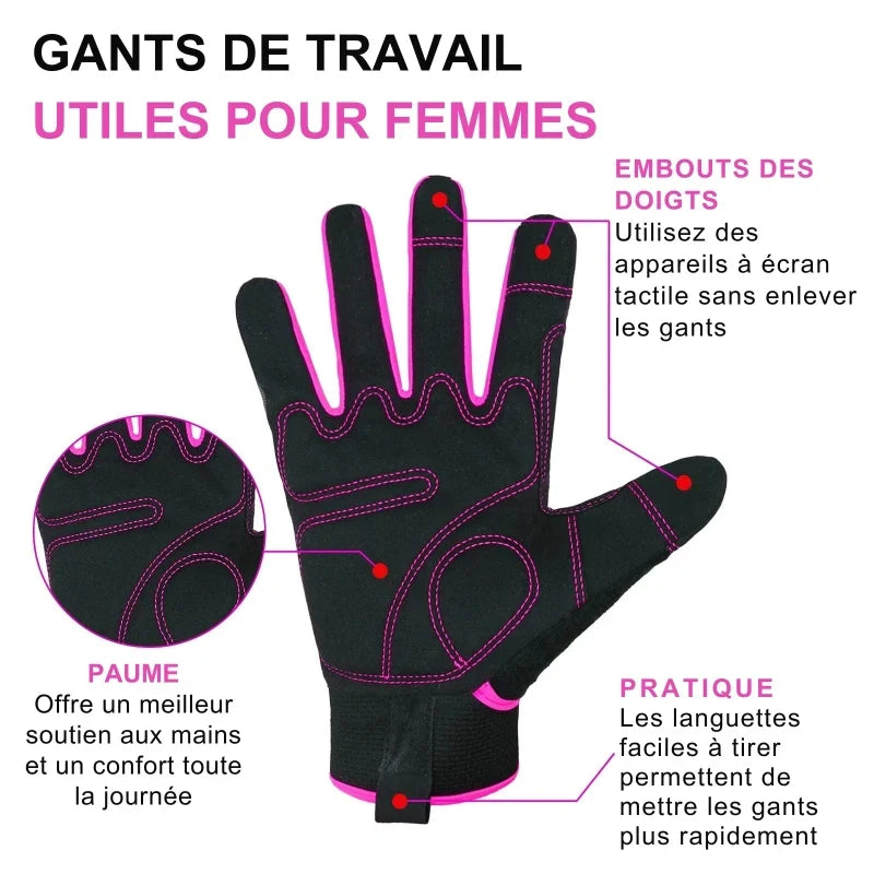 Gants de Travail pour Femmes – Flexibles et Compatibles Écran Tactile