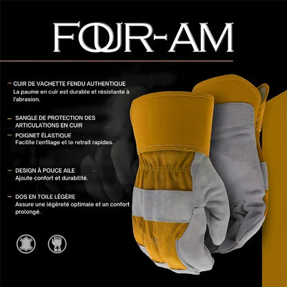 Gants de Travail Unisexe en Cuir pour Protection Maximale