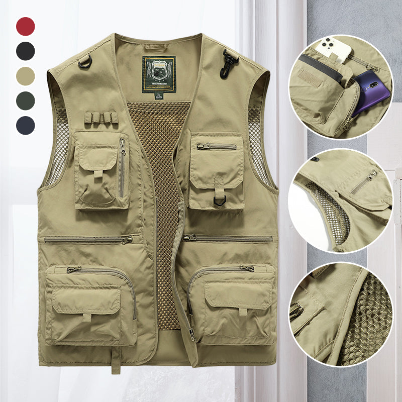 Gilet Homme Léger Multi-Poches – Idéal Randonnée, Pêche, Voyages