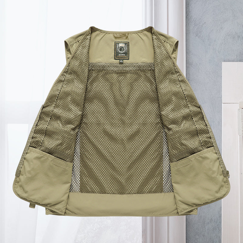 Gilet Homme Léger Multi-Poches – Idéal Randonnée, Pêche, Voyages