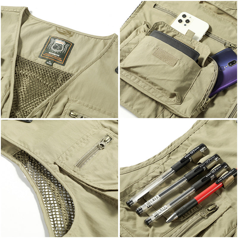 Gilet Homme Léger Multi-Poches – Idéal Randonnée, Pêche, Voyages