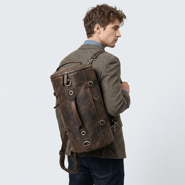 Grand Sac à Dos Cuir Homme Brun Acajou - | AïtaVia
