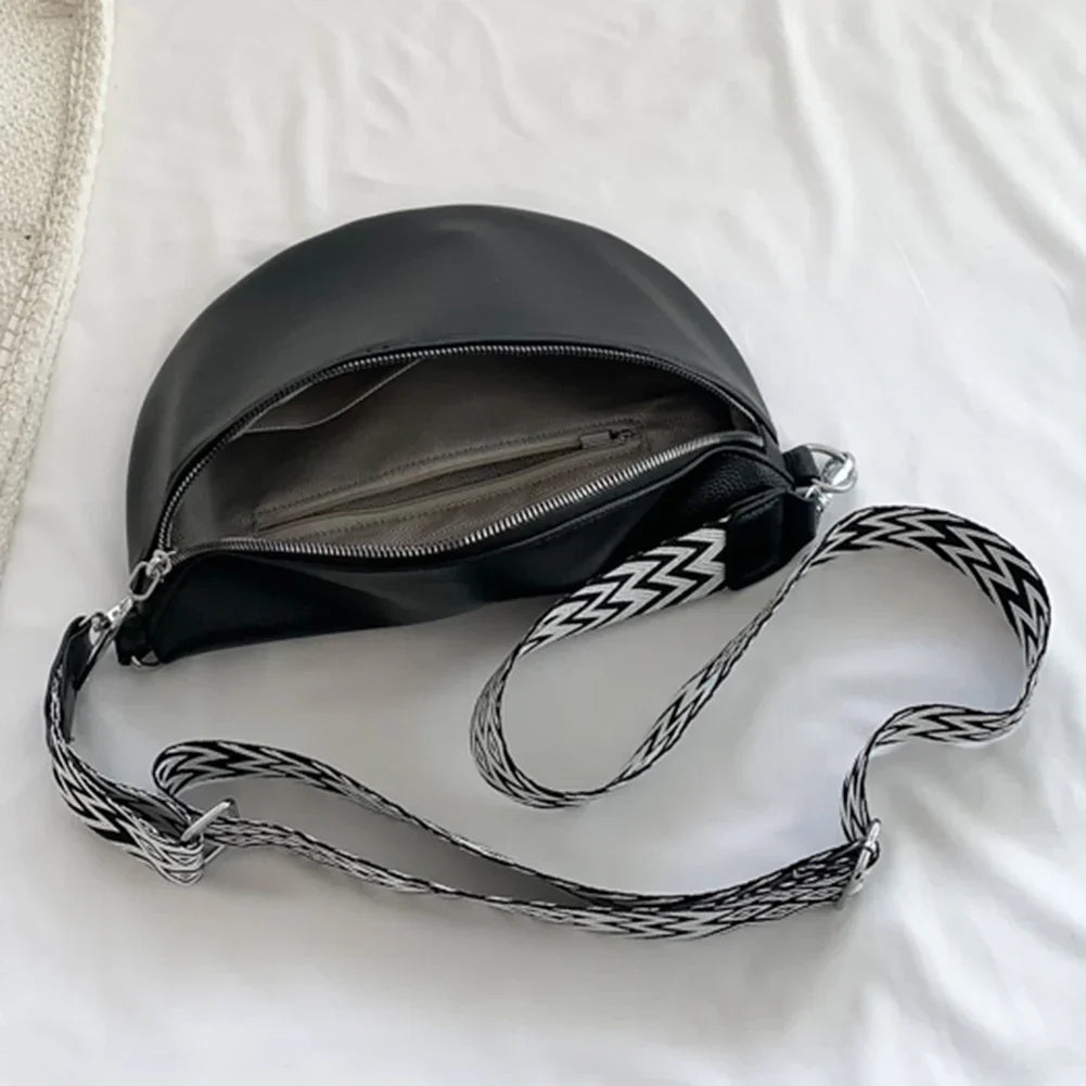 Grand Sac Banane Femme Élégant en Similicuir Noir