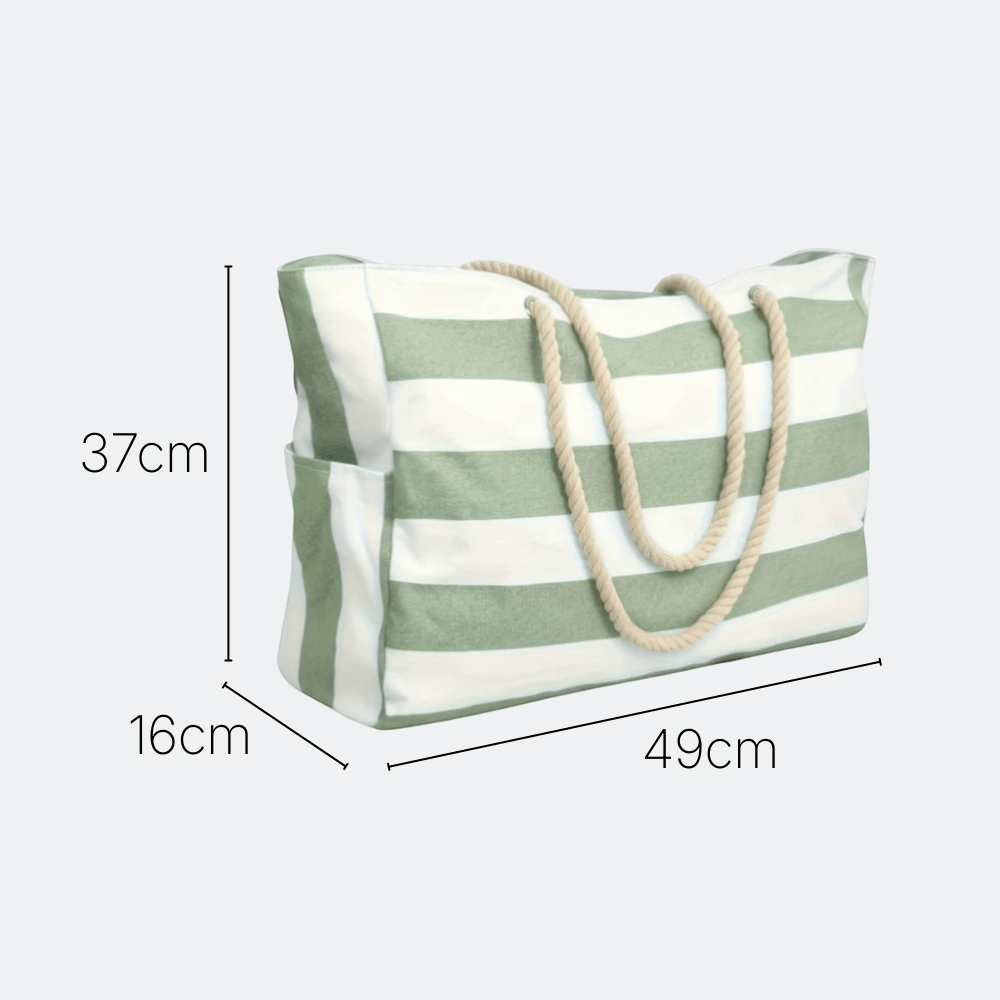 Grand Sac de Plage Pliable Rayures Noir Blanc - | AïtaVia