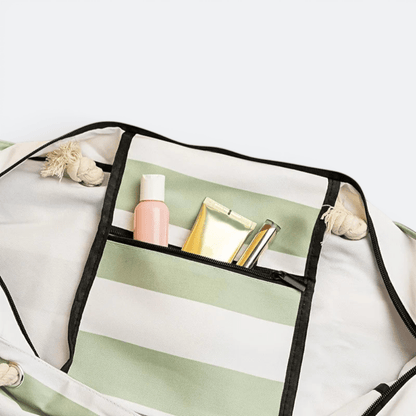 Grand Sac de Plage Pliable Rayures Noir Blanc - | AïtaVia