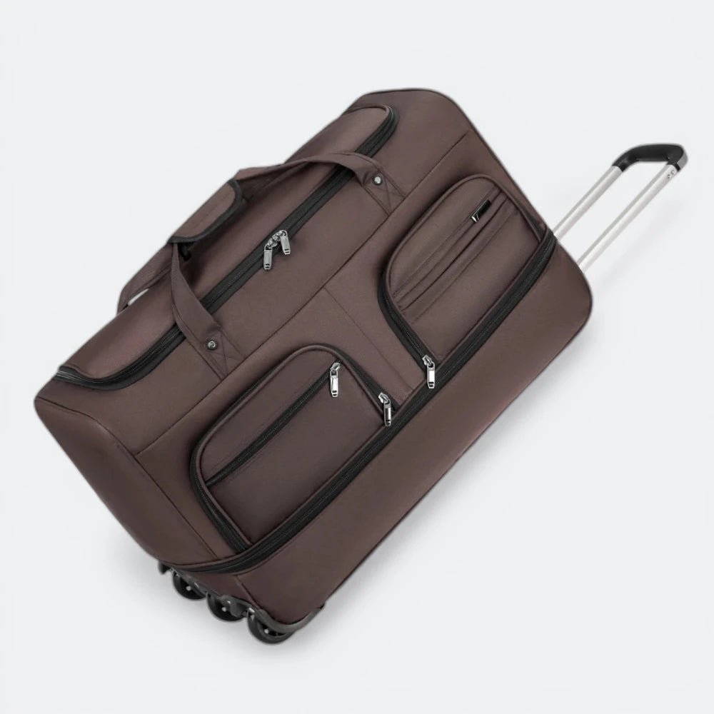 Grand Sac de Voyage a Roulette Brun Patiné - | AïtaVia