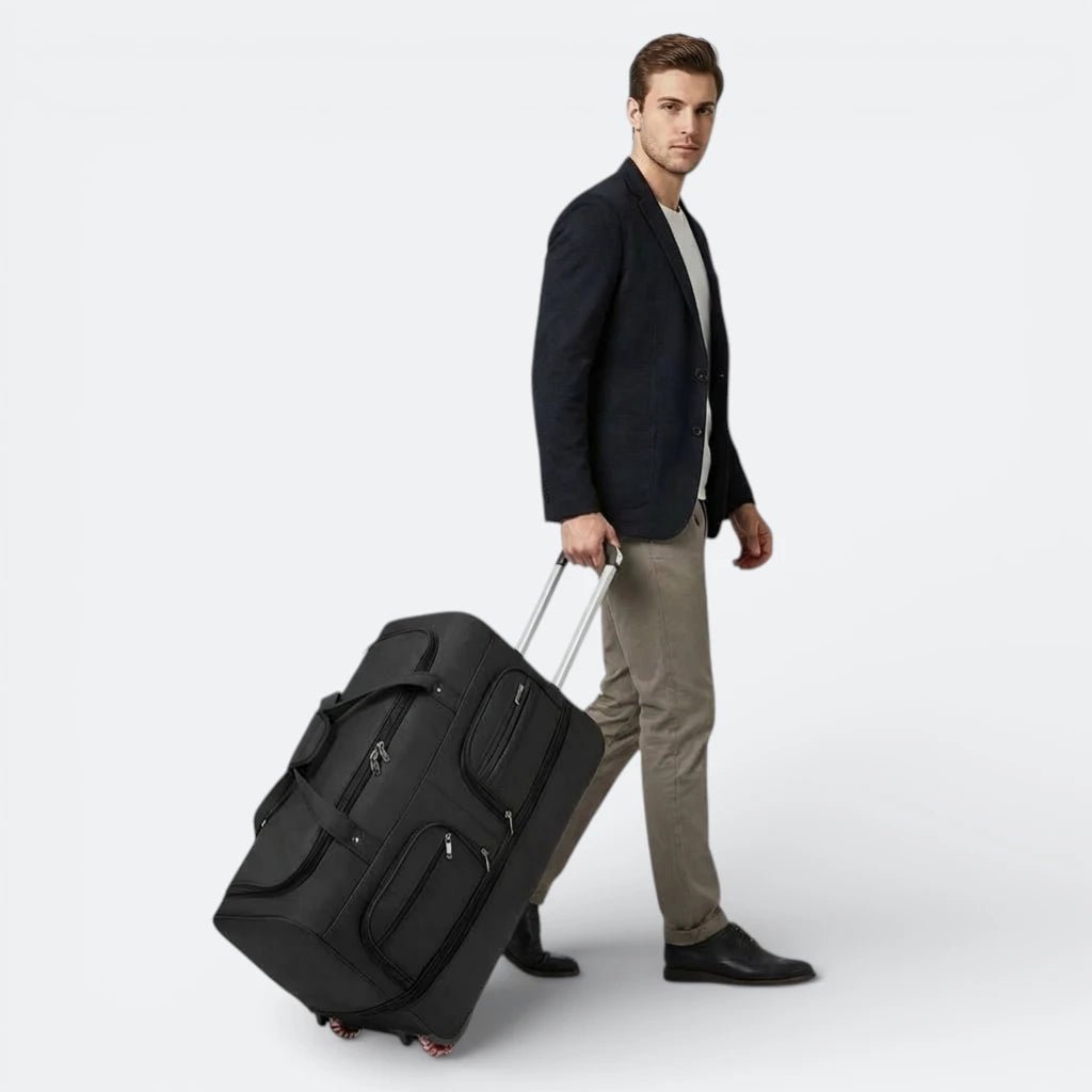 Grand Sac de Voyage a Roulette Brun Patiné - | AïtaVia