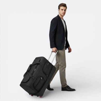 Grand Sac de Voyage a Roulette Brun Patiné - | AïtaVia