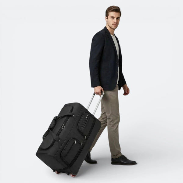 Grand Sac de Voyage a Roulette Brun Patiné - | AïtaVia