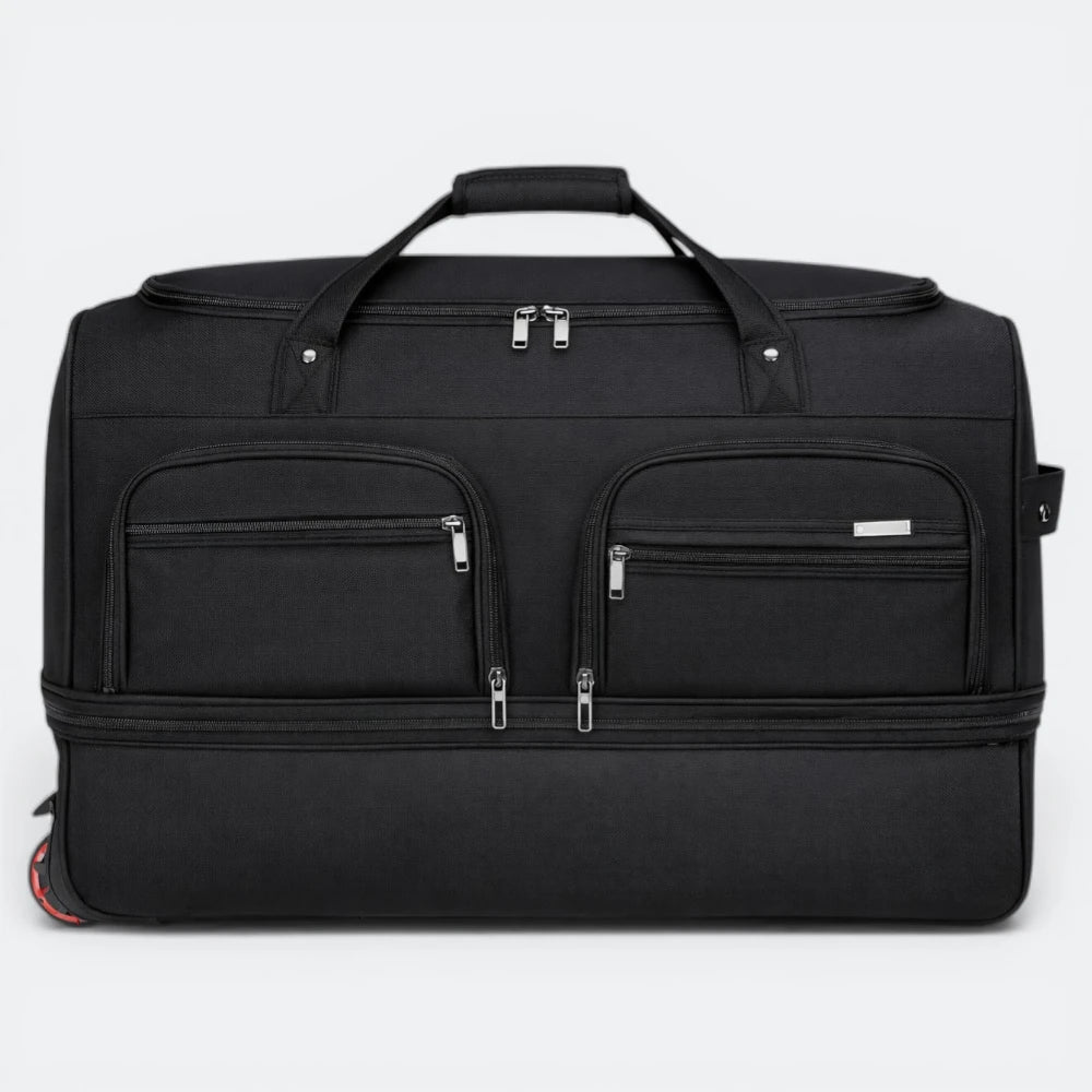 Grand Sac de Voyage a Roulette Brun Patiné - | AïtaVia