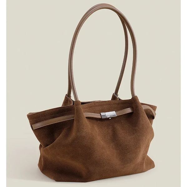 Grand Sac à Main en Cuir Suède Femme Élégant