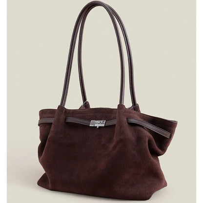 Grand Sac à Main en Cuir Suède Femme Élégant