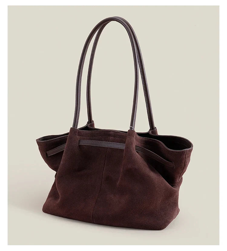 Grand Sac à Main en Cuir Suède Femme Élégant