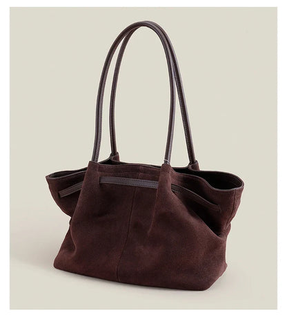 Grand Sac à Main en Cuir Suède Femme Élégant